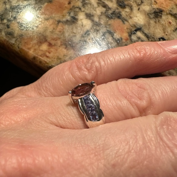 Pink Tourmaline and Amethyst ring - Picture 5 of 9